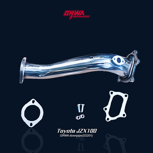 High-flow downpipe for Toyota JZX100 Chaser and Mark 2 JZX100 enhances 1JZ-GTE VVT-i turbo response and Toyota Chaser exhaust performance.