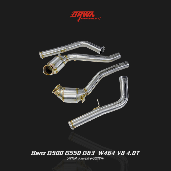AMG exhaust system downpipe upgrade for Mercedes G500 / G550 /G63 AMG W464 4.0T, enhancing flow, sound, and performance.