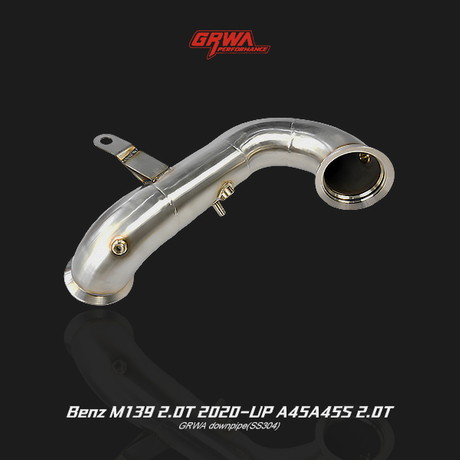 Supersprint exhaust and downpipes for Benz M139 A45 / A45S 2.0T, enhancing AMG sound and Mercedes performance parts.