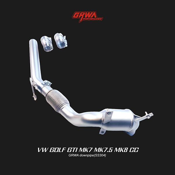 performance downpipe designed for MK7 exhaust, MK7.5 GTI exhaust, and MK8 GTI exhaust, boosting airflow and turbo efficiency.