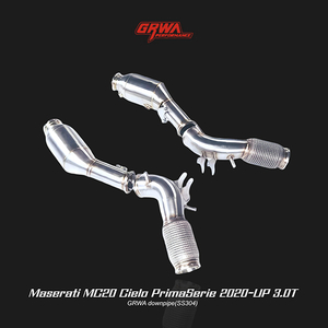 High-performance Maserati MC20 Cielo PrimaSerie downpipe improves turbo response and Maserati MC20 exhaust performance.